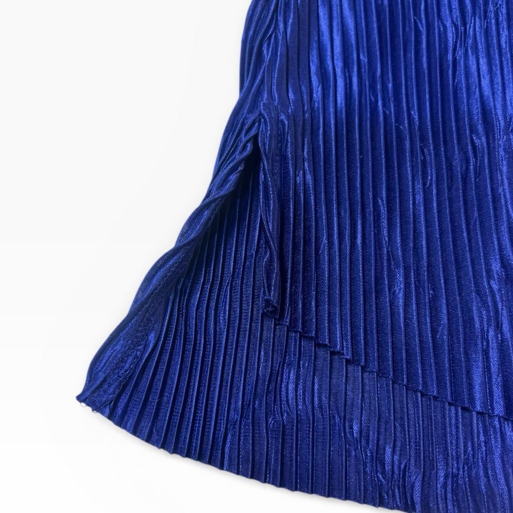 WORTHINGTON Vibrant Blue Pleated Halter Top | Size M | Retail $68 - Picture 6 of 8
